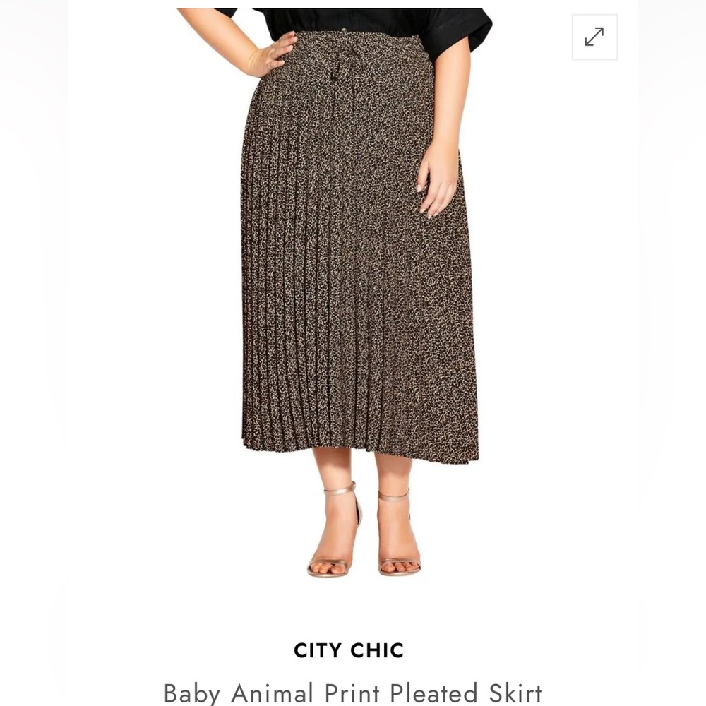 City Chic Cheetah Print Pleated Midi Skirt Size 18/Medium